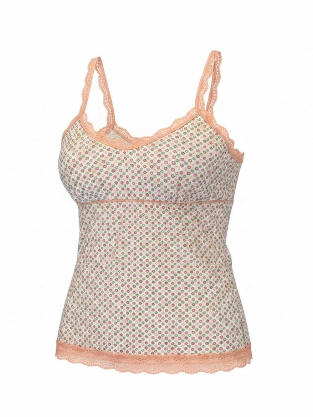 Kirra Peach-Trim Micro Floral Bandeau Cami